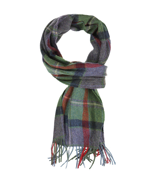 Lange Lamswollen ruit sjaal | Purple Green Navy Check