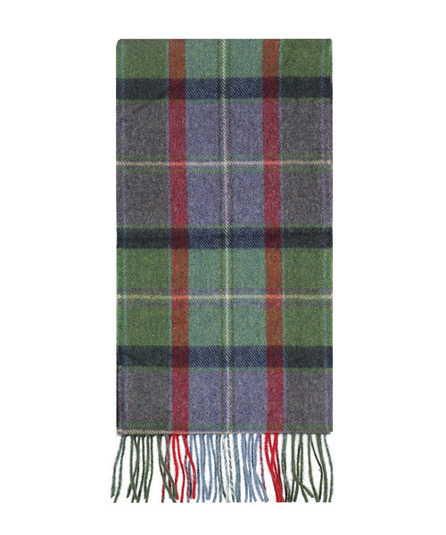 Lange Lamswollen ruit sjaal | Purple Green Navy Check