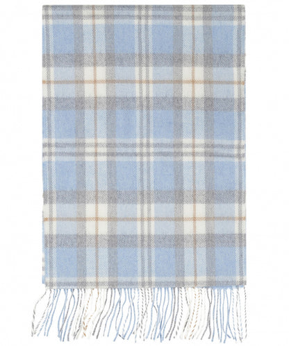Merino-Wollschal (Luxusqualität) | Hellblau-Creme-Taupe-Karo
