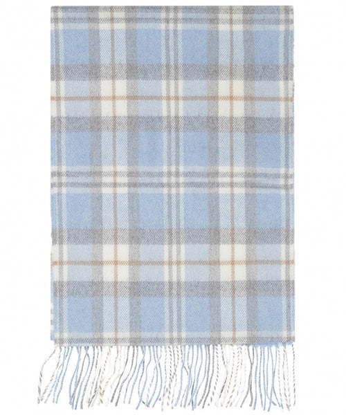 Merino Luxery Wool Scarf | Baby Blue Cream Taupe Check