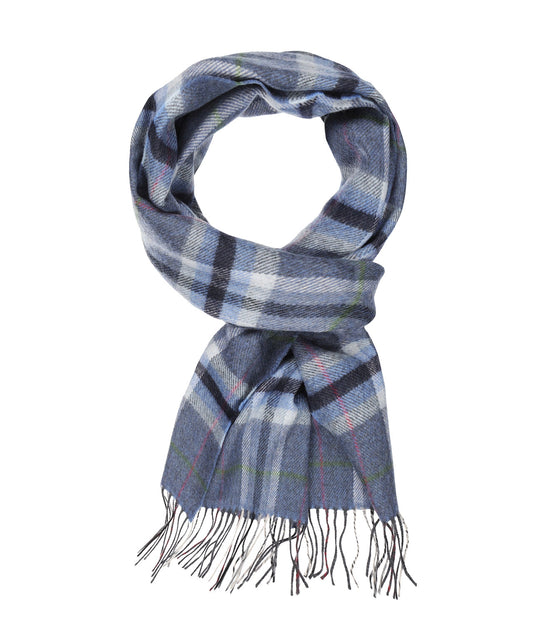 Merino Luxury Wool Scarf | Denim Gray Plaid
