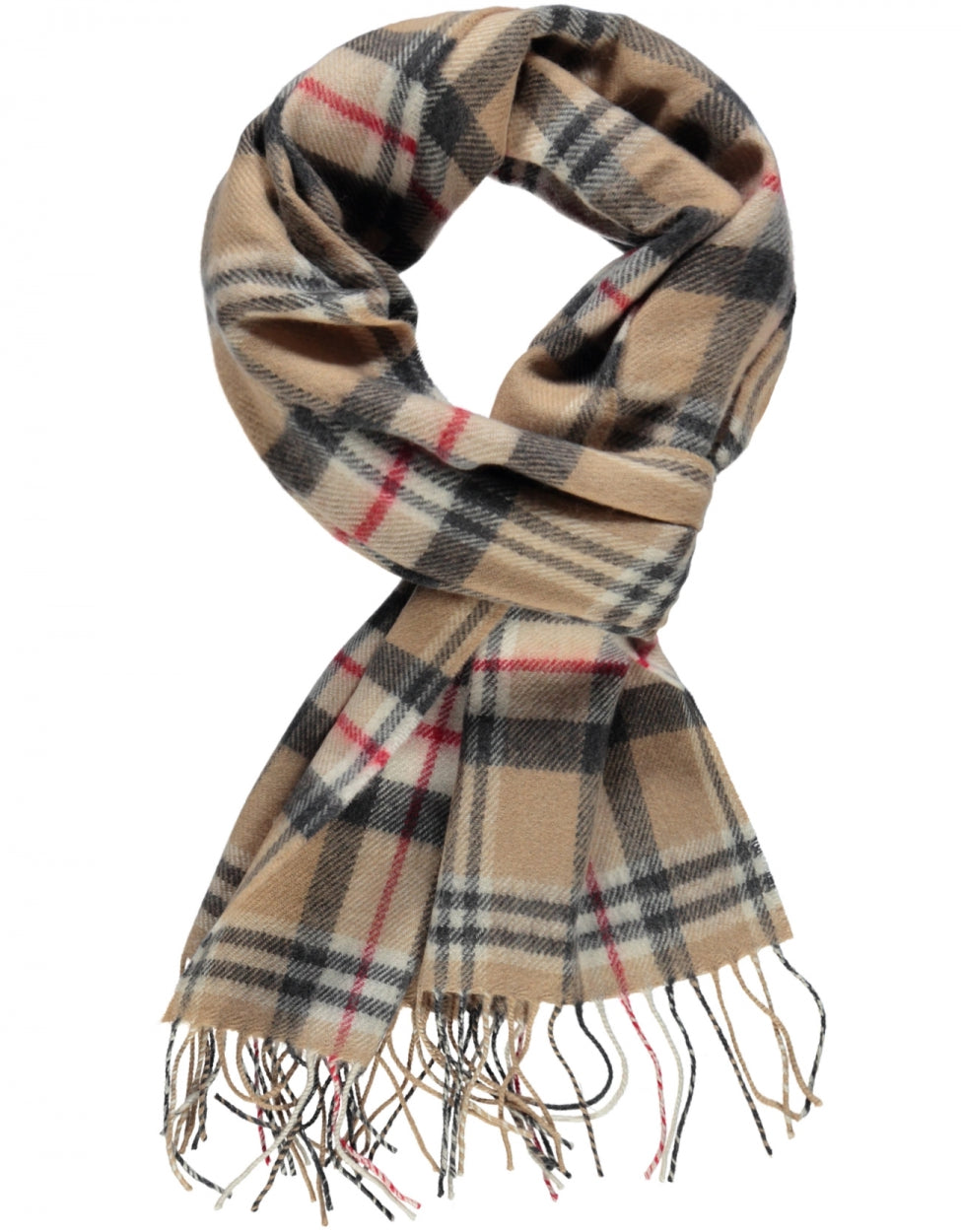 Luxuriöser Merinowollschal | Klassisches Kamel-Tartan