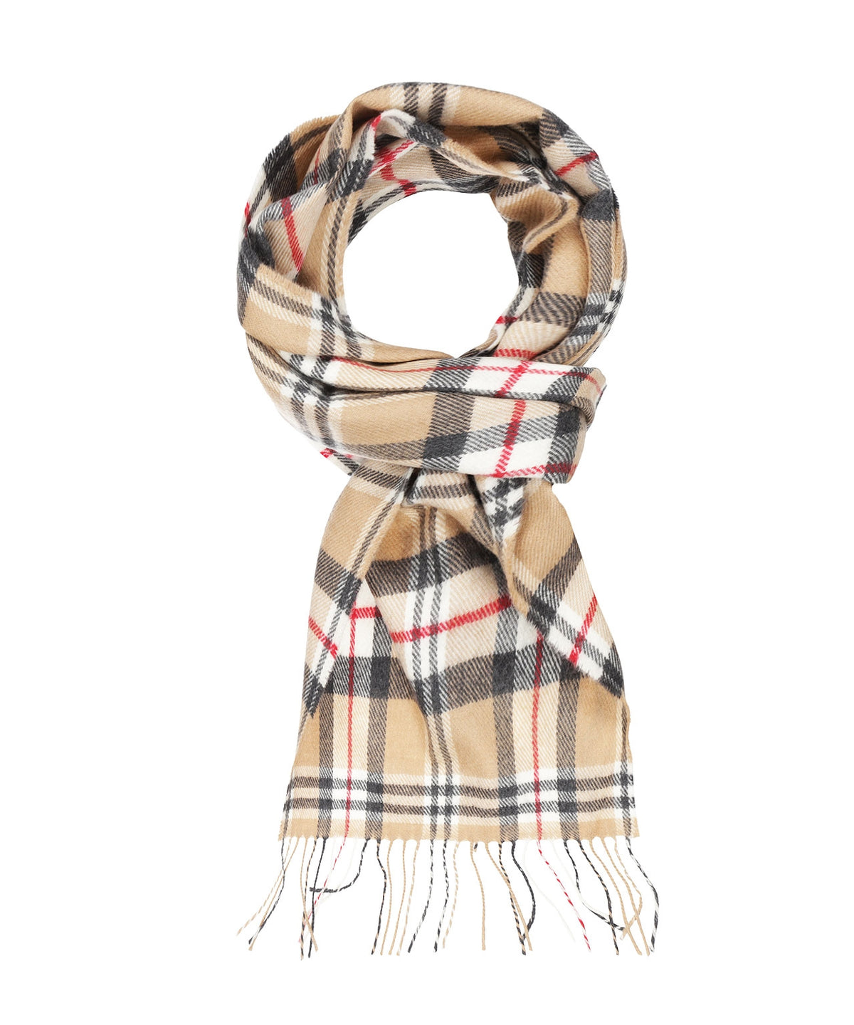 Luxuriöser Merinowollschal | Klassisches Kamel-Tartan