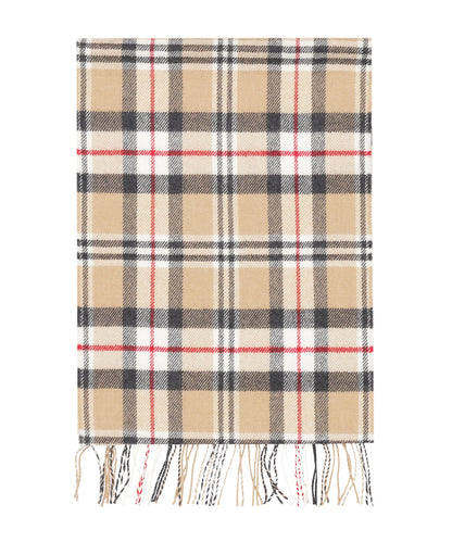 Luxuriöser Merinowollschal | Klassisches Kamel-Tartan