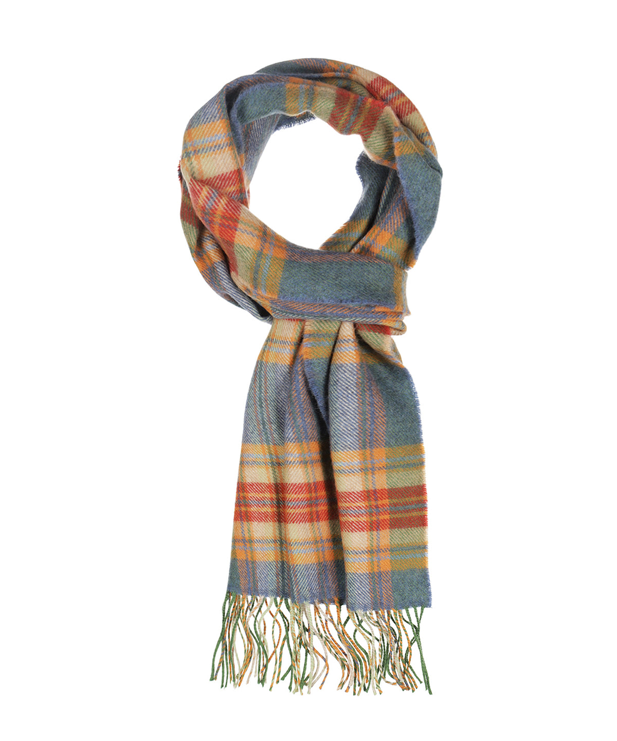 Merino Luxury Wool Scarf | Zachtgroen Camel Rood ruit