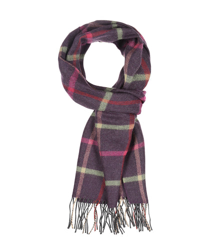 Merino Luxury Wool Scarf | Aubergine ruit
