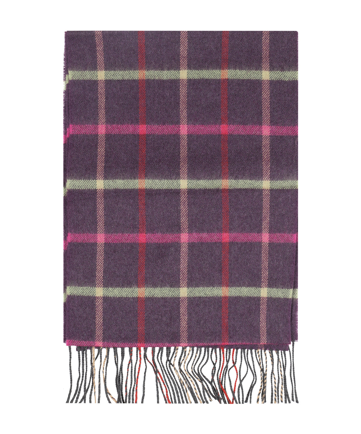 Merino Luxury Wool Scarf | Aubergine ruit