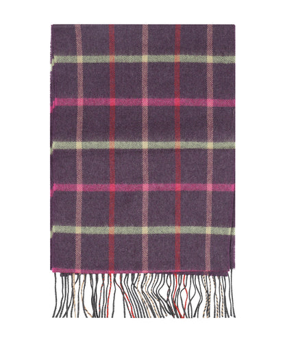 Merino Luxury Wool Scarf | Aubergine ruit