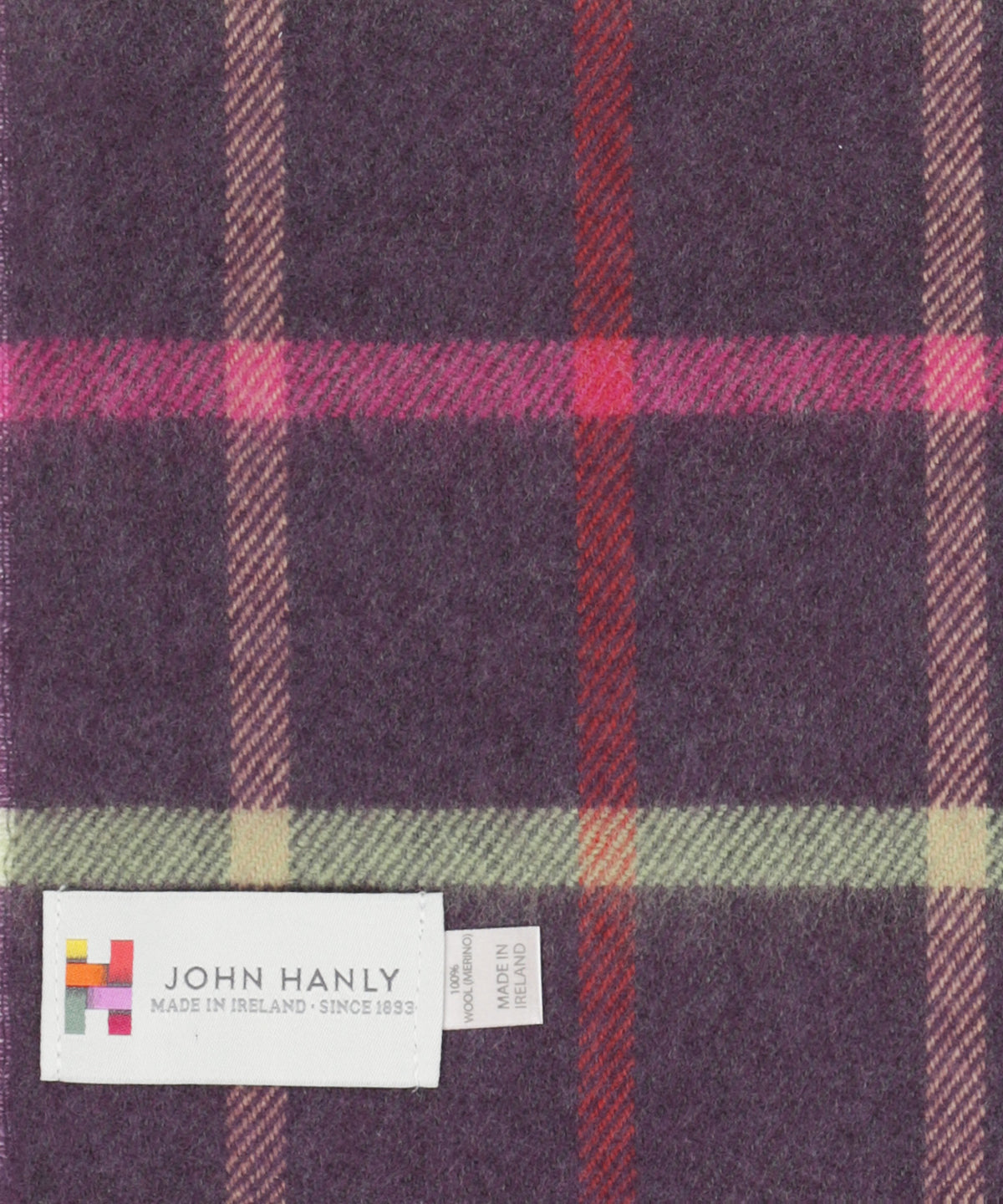 Merino Luxury Wool Scarf | Aubergine ruit