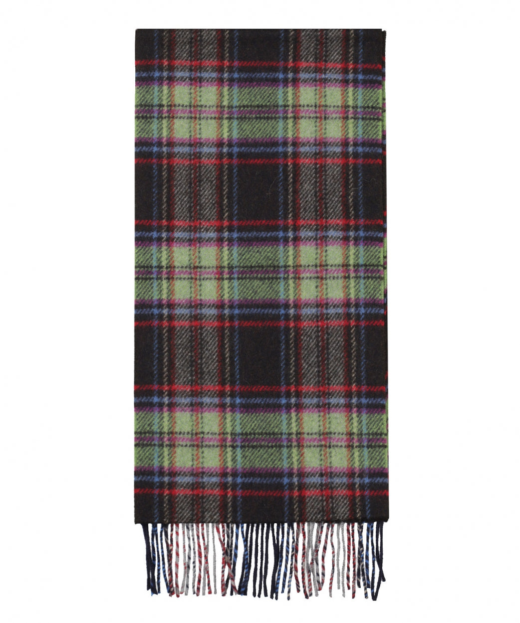Wool Cashmere Scarf | Dark Brown Green Check Plaid