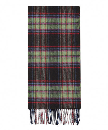 Wool Cashmere Scarf | Dark Brown Green Check Plaid