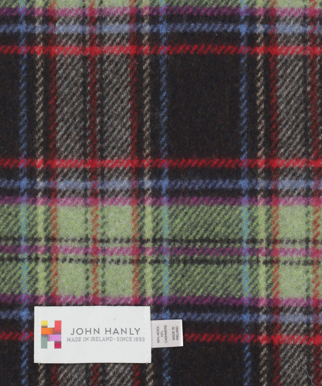 Wool Cashmere Scarf | Dark Brown Green Check Plaid
