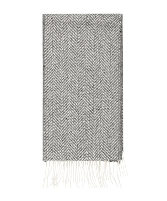 Cashmere Merino Scarf | Gray Herringbone
