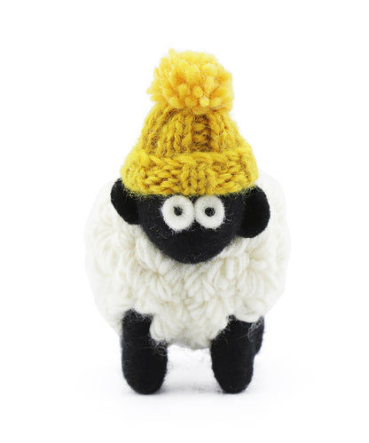 Gestricktes Schaf mit Mütze | Gelb