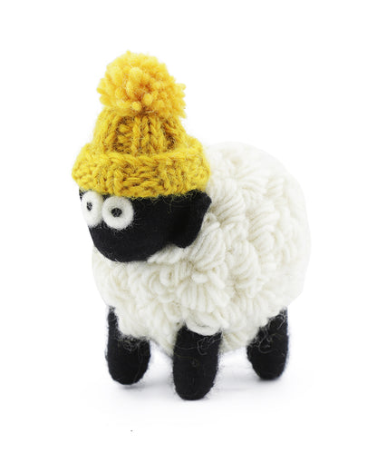 Gestricktes Schaf mit Mütze | Gelb