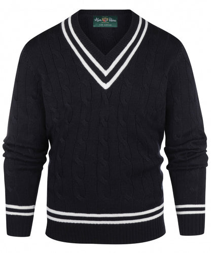Cricket V-Hals Merinowol | Dark Navy/Ecru