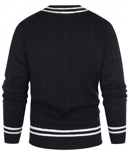 Cricket V-Hals Merinowol | Dark Navy/Ecru