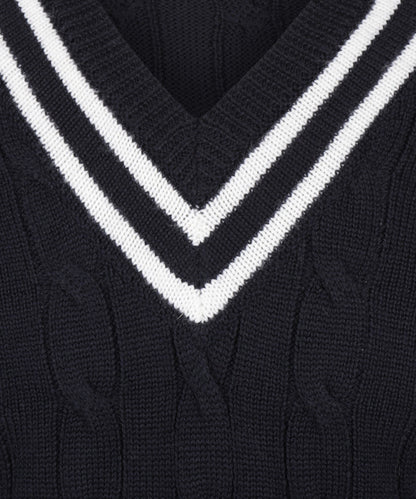 Cricket V-Hals Merinowol | Dark Navy/Ecru