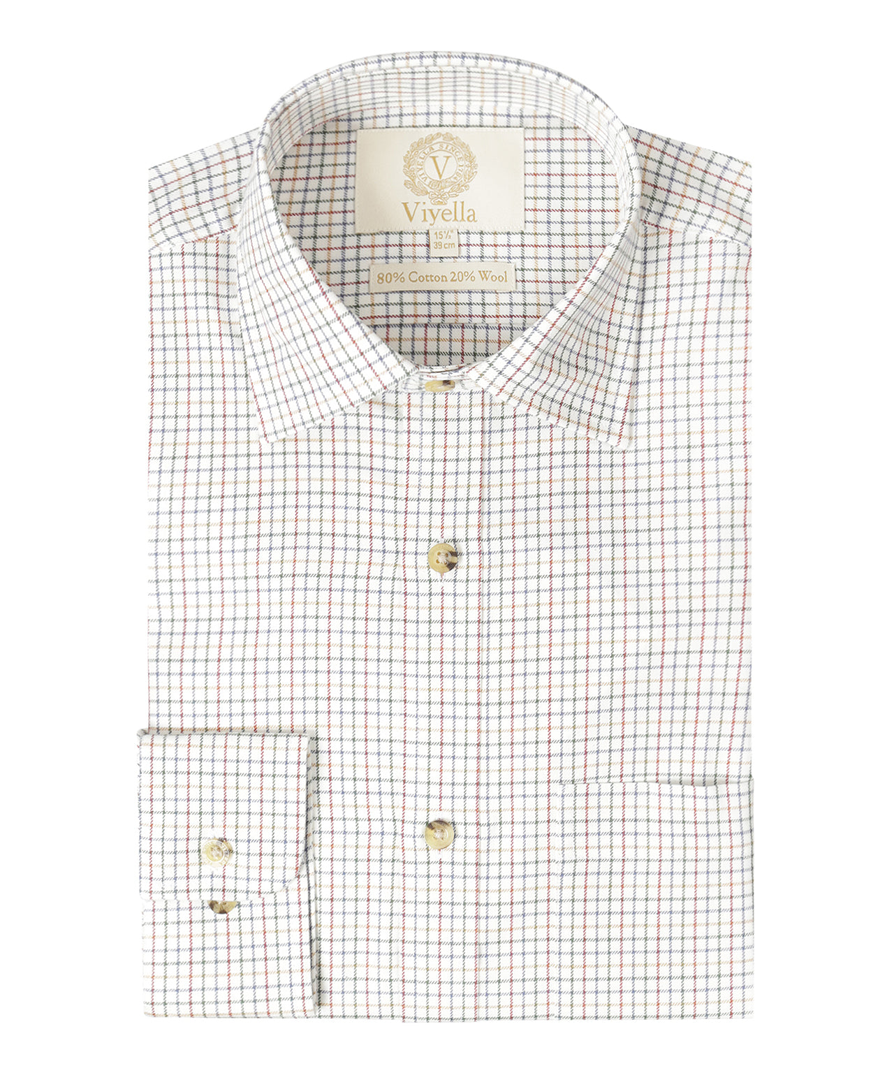 Shirt | Wit mini ruit Rood/Groen/Blauw/Oranje