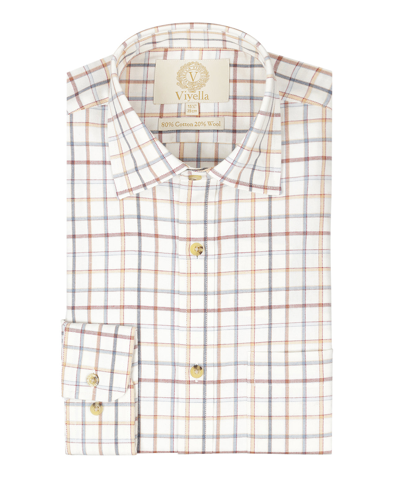 Shirt | Wit ruit Rood/Navy/Blauw/Geel