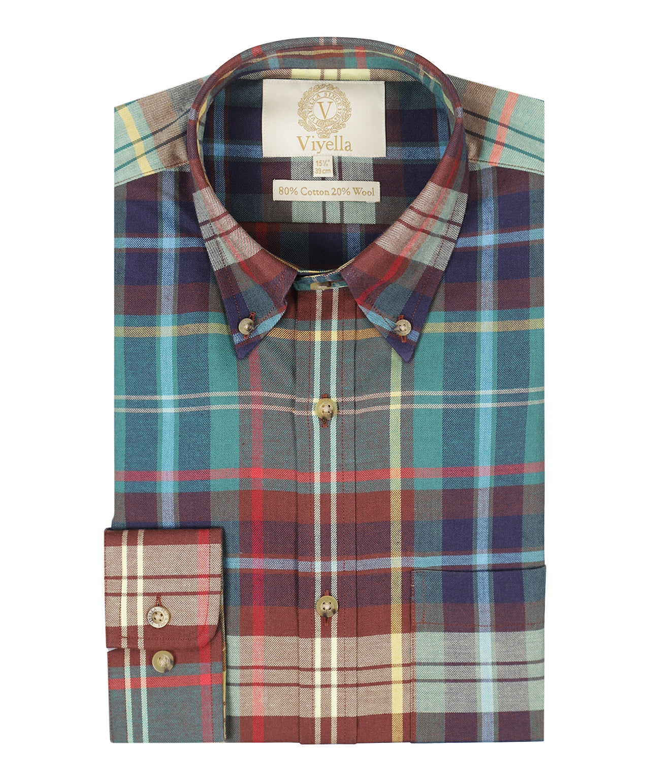 Shirt BD | Combi ruit Aqua/Rood/Blauw/Geel