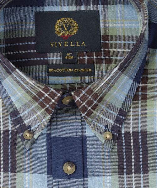 Viyella Shirt Button Down | Blauw