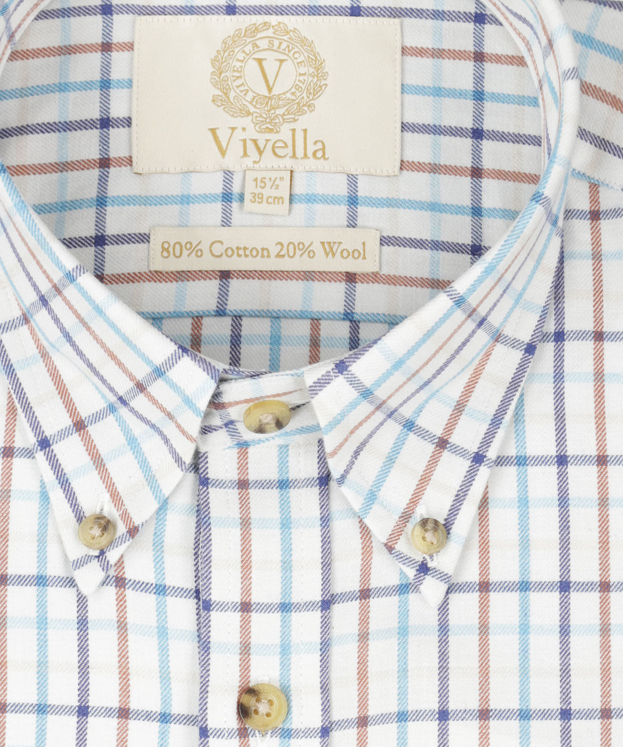 Shirt BD | Kleine ruit Aqua/Navy/Bruin