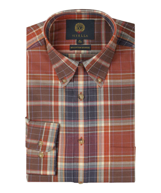 Shirt BD | Combi ruit Bruin//Paars/Blauw