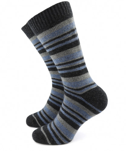 Mini Striped Sock | Blauw/Donkergrijs gestreept
