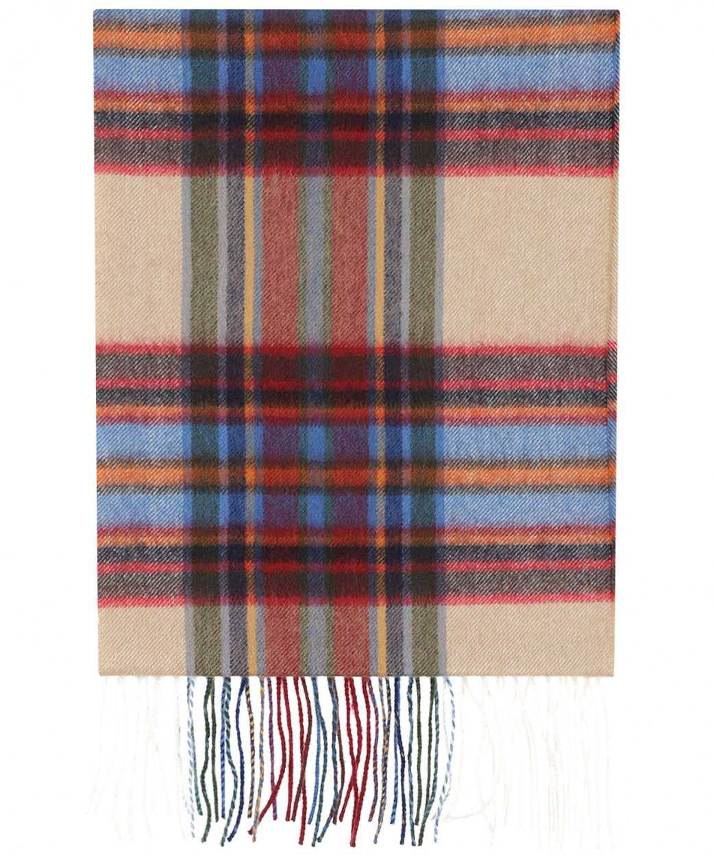 Sjaal 100% Cashmere | Beige Multi Tartan
