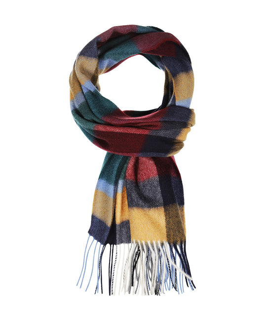 Sjaal 100% Cashmere | Bordeaux Groen Blok Ruit