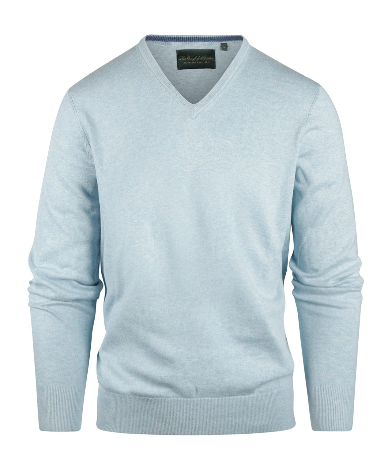 V-Ausschnitt-Pullover aus Baumwolle/Kaschmir | Blau