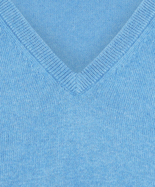 Pullover V-Hals Cotton/Cashmere | Blauw