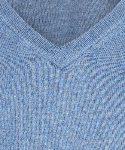 V-Ausschnitt-Pullover aus Baumwolle/Kaschmir | Blau