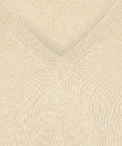 Pullover mit V-Ausschnitt, Baumwolle/Kaschmir | Beige