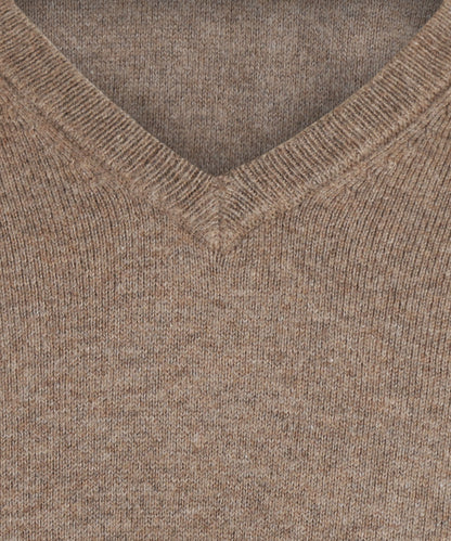 Pullover mit V-Ausschnitt, Baumwolle/Kaschmir | Braun