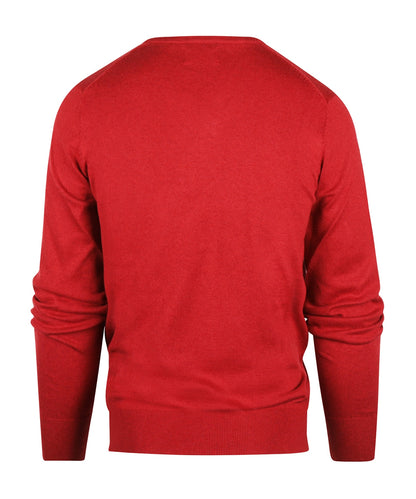 Pullover mit V-Ausschnitt, Baumwolle/Kaschmir | Rot
