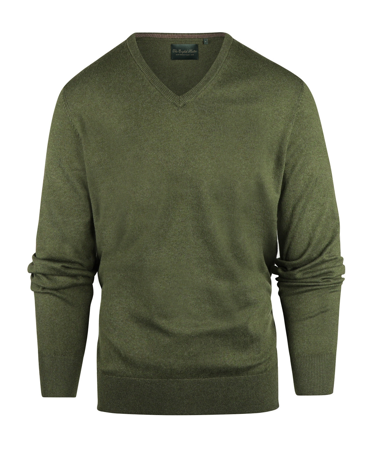 V-Ausschnitt-Pullover aus Baumwolle/Kaschmir | Grün