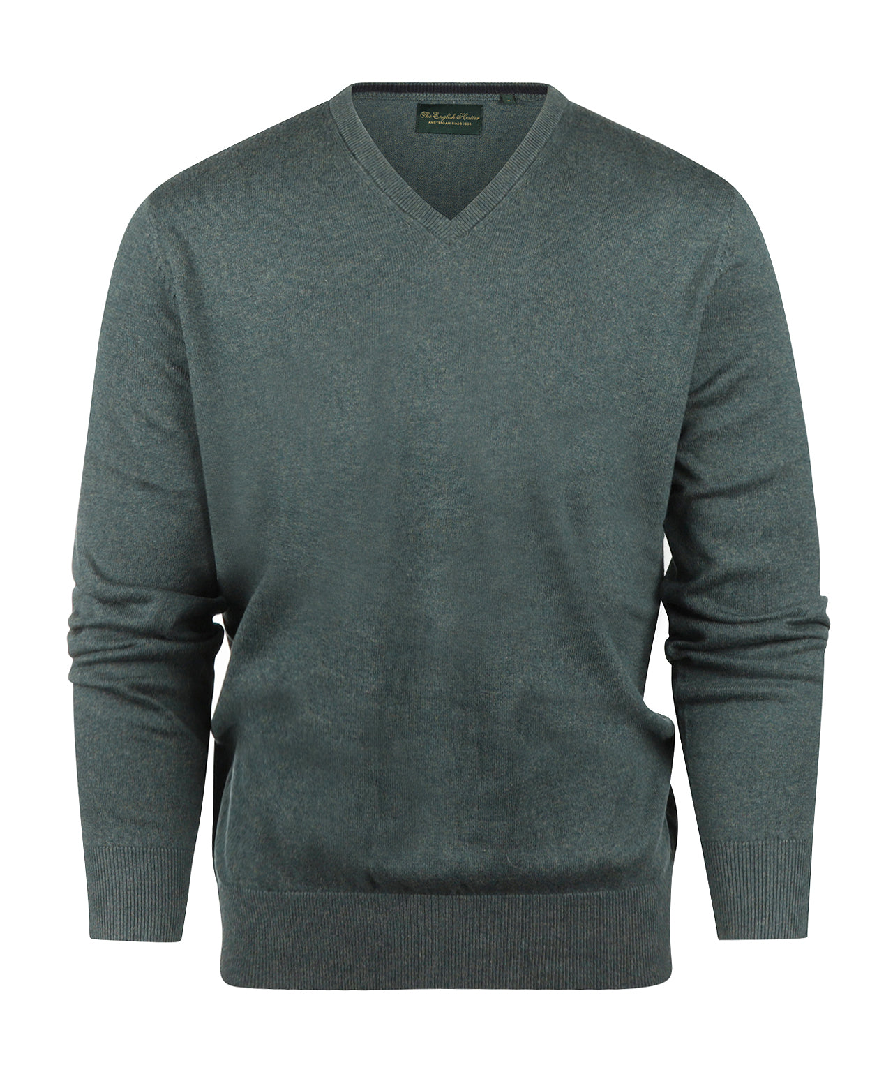 V-Ausschnitt-Pullover aus Baumwolle/Kaschmir | Grün