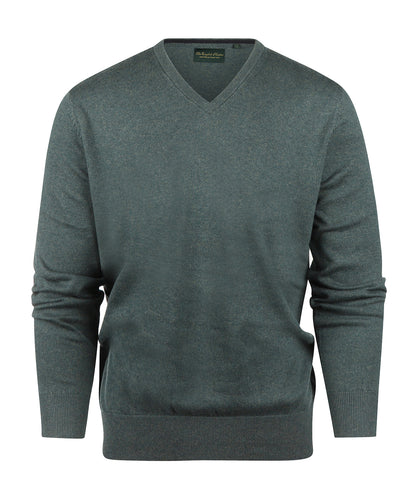 V-Ausschnitt-Pullover aus Baumwolle/Kaschmir | Grün