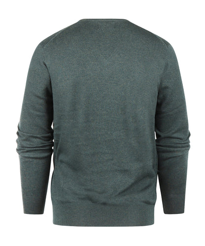V-Ausschnitt-Pullover aus Baumwolle/Kaschmir | Grün