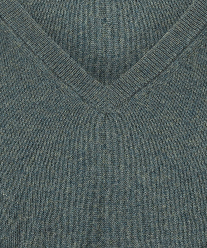 V-Ausschnitt-Pullover aus Baumwolle/Kaschmir | Grün