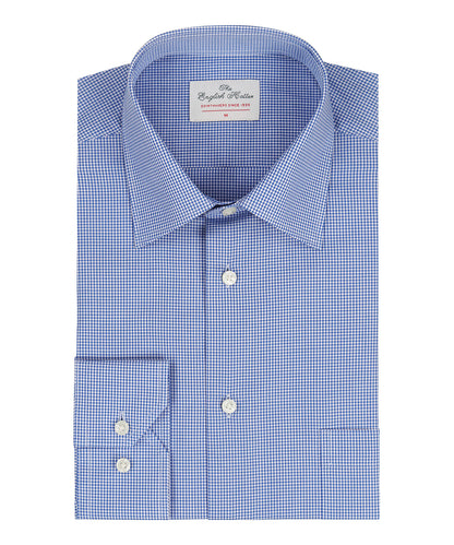 Shirt Semi Widespread | Blauw Micro Ruit