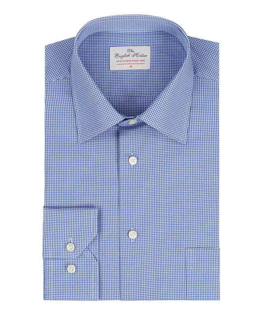 Shirt Semi Widespread | Blauw Micro Ruit