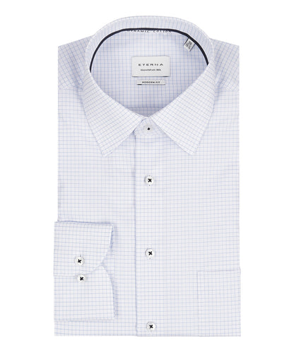 Shirt Normaal boord | Schriftruit Wit/Lichtblauw