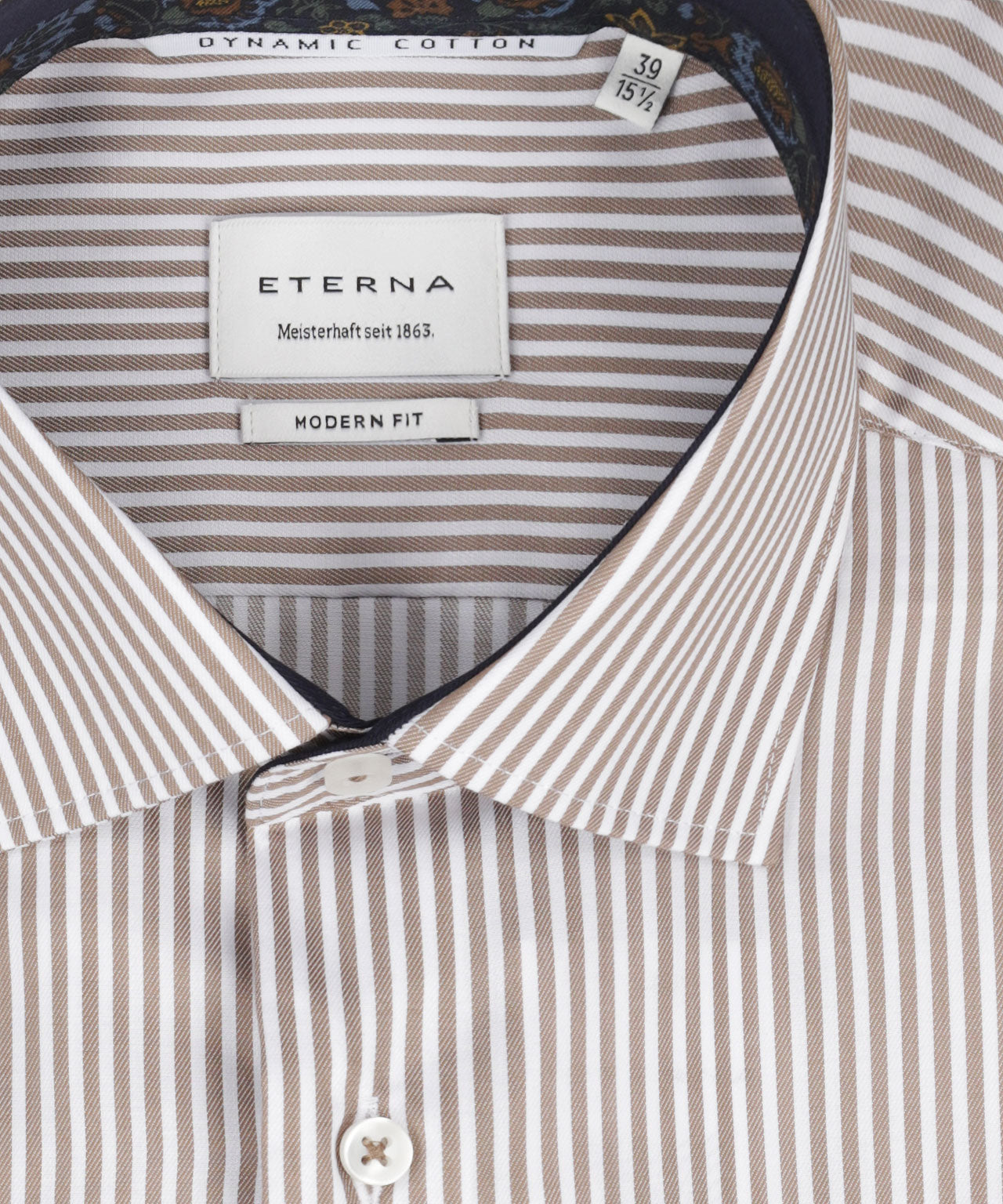 Shirt Normaal boord | Bruin/Wit streep