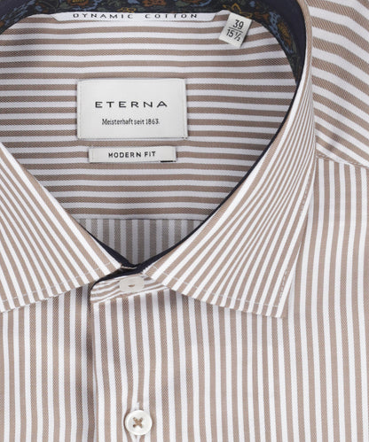 Shirt Normaal boord | Bruin/Wit streep