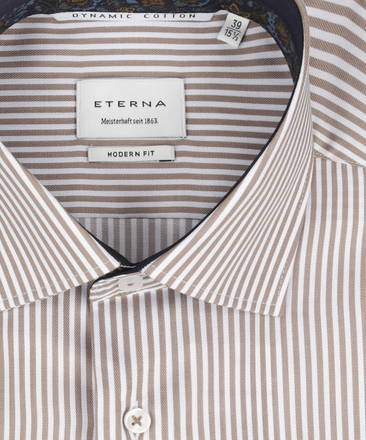Shirt Normaal boord | Bruin/Wit streep