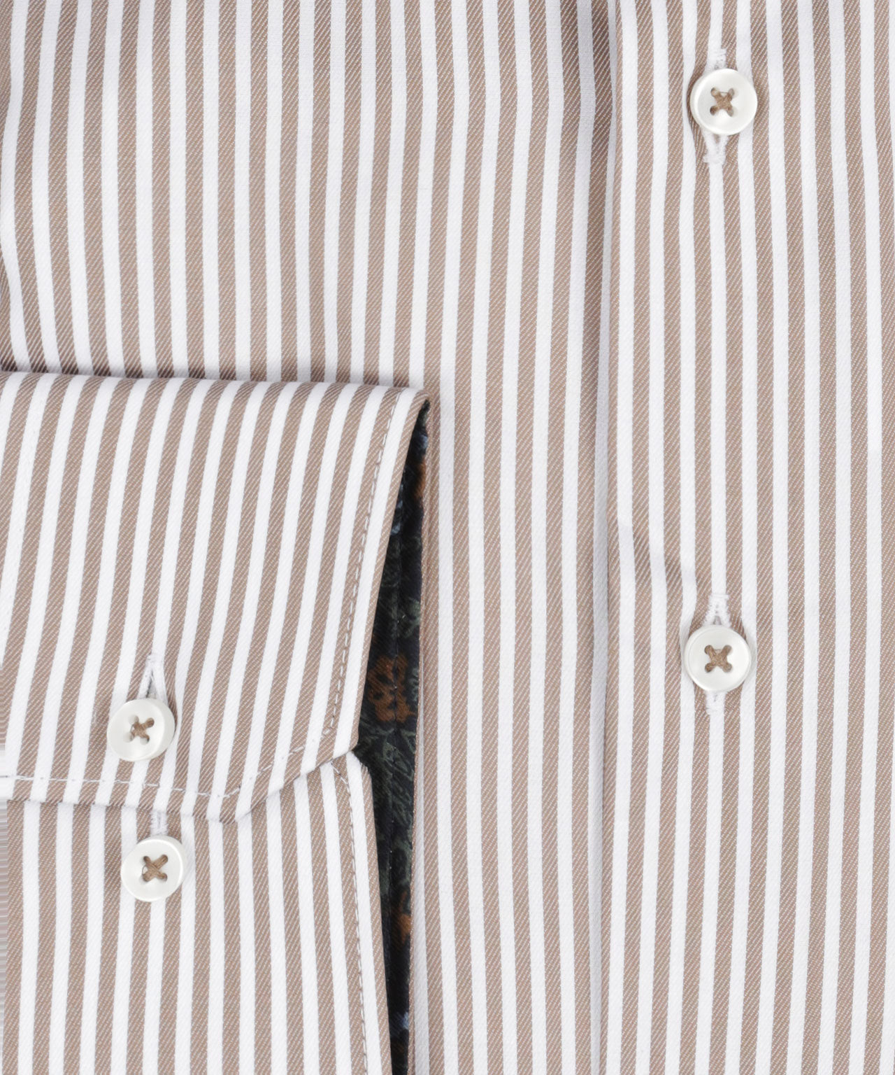 Shirt Normaal boord | Bruin/Wit streep