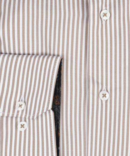 Shirt Normaal boord | Bruin/Wit streep